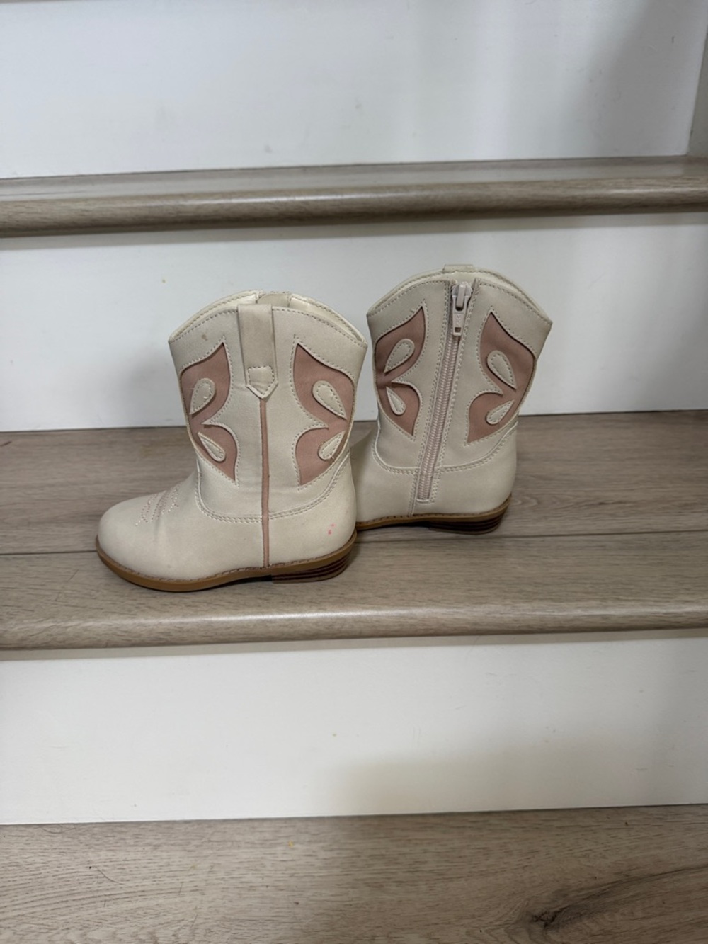 Place Cream and Blush Kids Western Boots